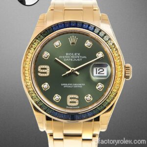 JB Rolex Pearlmaster 31mm Ladies 86348SABLV-42748 Green Dial Gold-tone